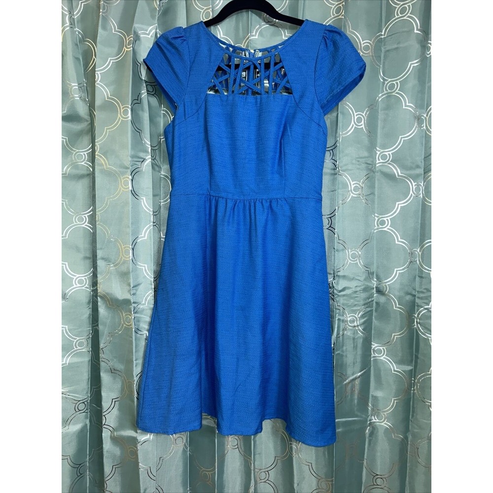 Anthropologie Maeve Dress Size 2. EUC. Blue With Lattice Top.